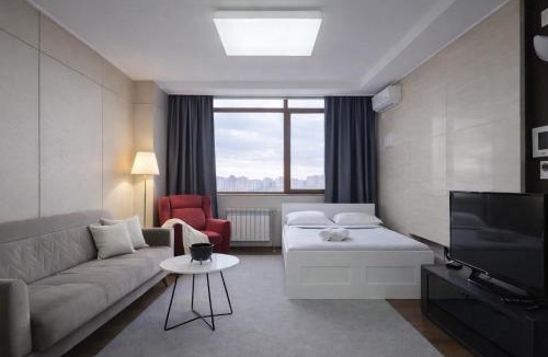 Almaty District Apartment | 12эт ШИКАРНЫЙ ВИД на Хазрет Султан,с 2мя кроватями,раскладной диван, 2 санузла